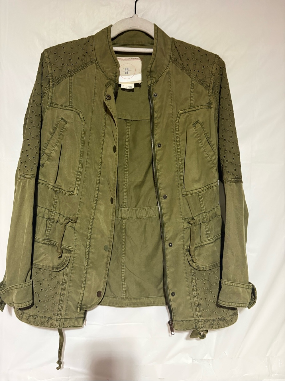 Hei Hei Olive Eyelet Utility Jacket from Anthropologie
